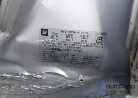 2017 Chevrolet Colorado Wt z USA, uszkodzony, nr VIN 1GCGSBEN5H1213475